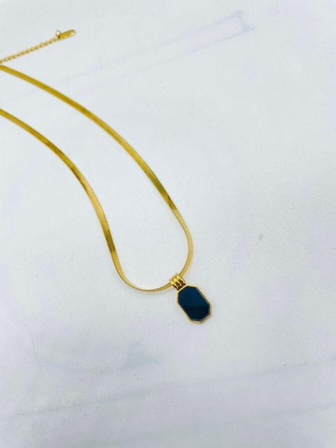 Gold Plated Black Stone Pendant