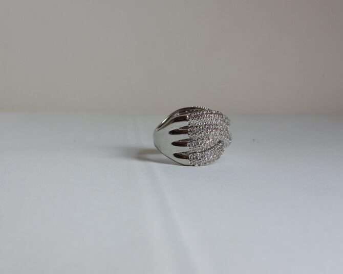 SS Engagement Ring with Band and Real Crystals Inside.