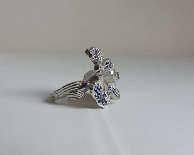Rhodium plated best designer Flower ring