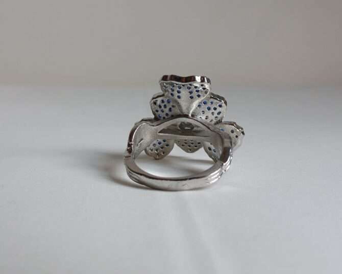 Rhodium plated best designer Flower ring