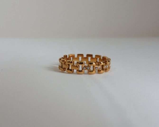 No.1 Gold-Plated Luxury Italian Design Ring Band in Real Zirconia Stone