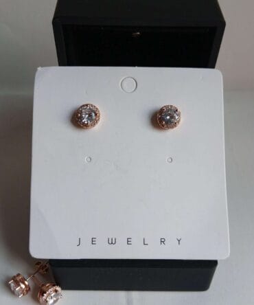 Gold Zirconia Rose Studs