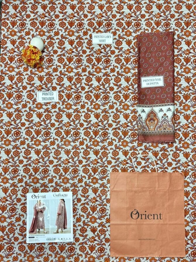 Vibrant Orange 3-Piece Lawn Suit