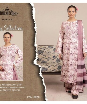 Elegant Lilac Digital Printed Lawn 3-Piece Suit