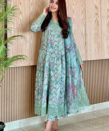 Premium Lawn 3-Piece Suit with Elegant Chikankari Embroidery & Vibrant Digital Prints