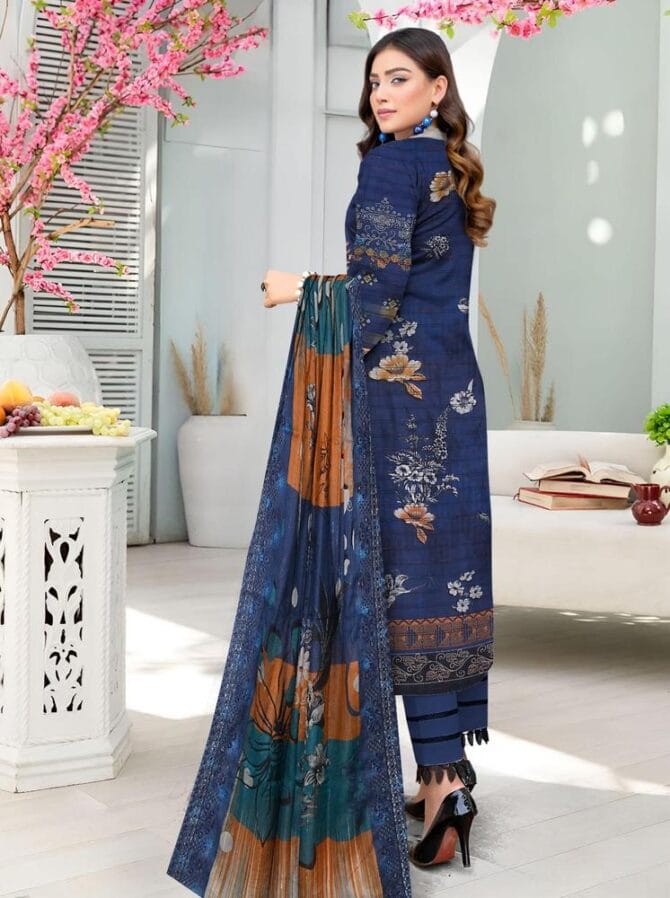 Elegant Blue Lawn 3-Piece Suit