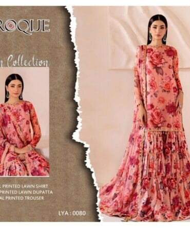 Elegant Pink Lawn 3-Piece Suit with Digital Prints