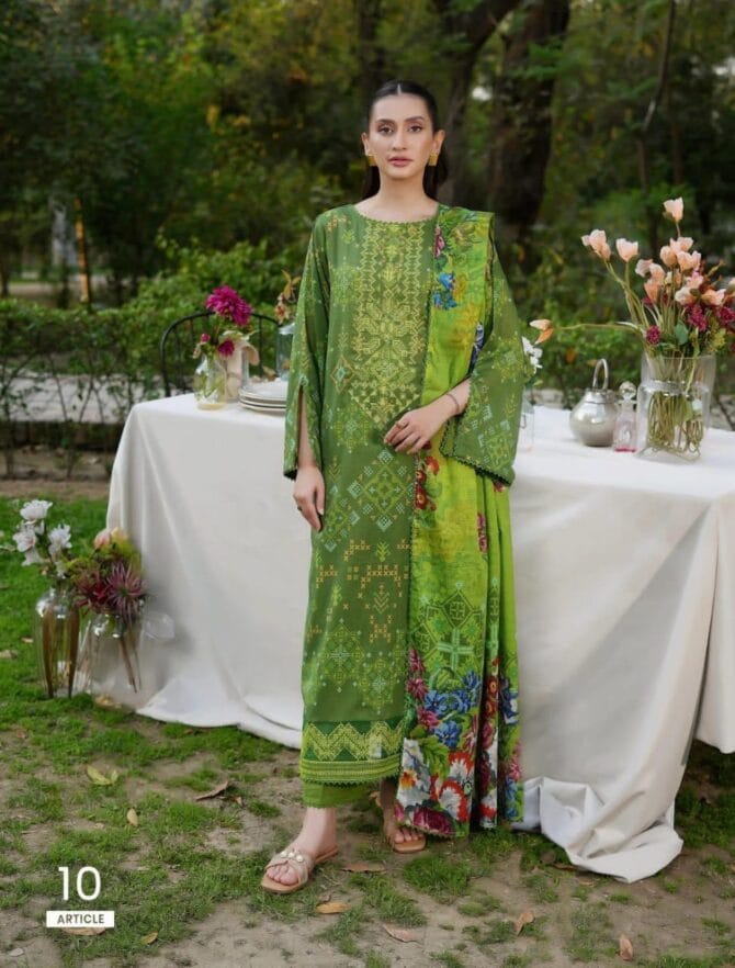 Graceful Green Lawn Suit
