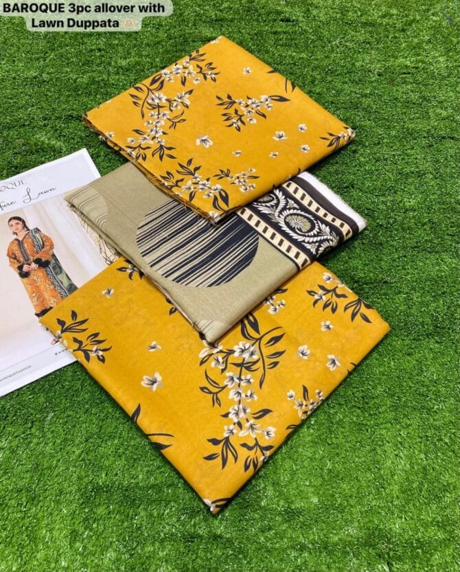 Vibrant Orange Lawn 3-Piece Suit