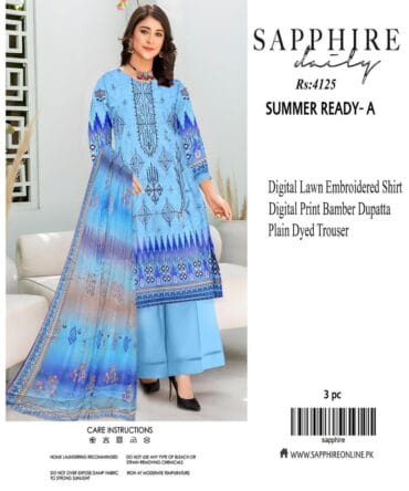 Premium Blue Lawn 3-Piece Suit
