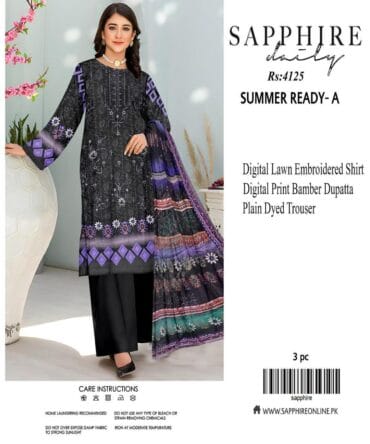 Elegant Black Lawn 3-Piece Suit