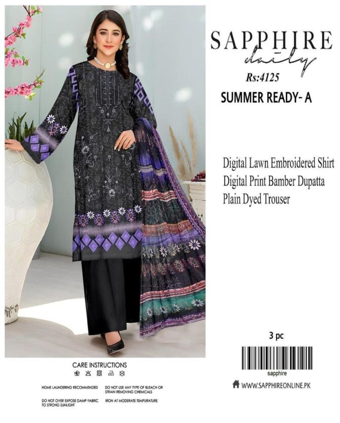 Elegant Black Lawn 3-Piece Suit