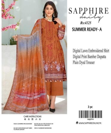 Vibrant Orange Lawn 3-Piece Suit
