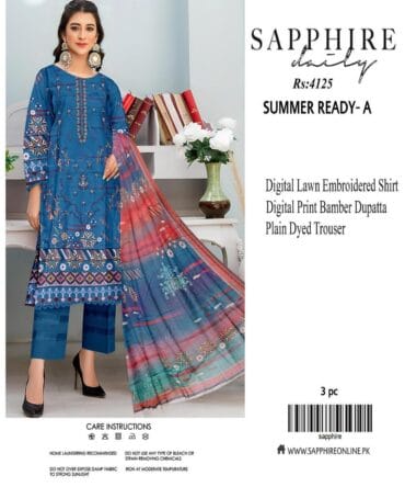 Elegant Blue Lawn 3-Piece Suit