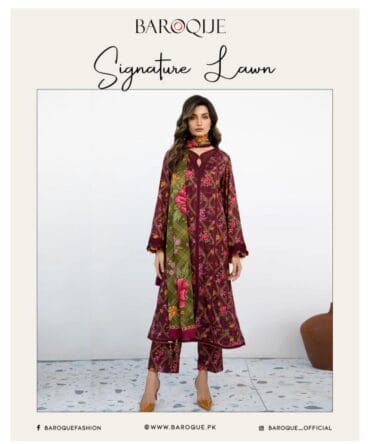 Elegant Maroon 3-Piece Lawn Suit